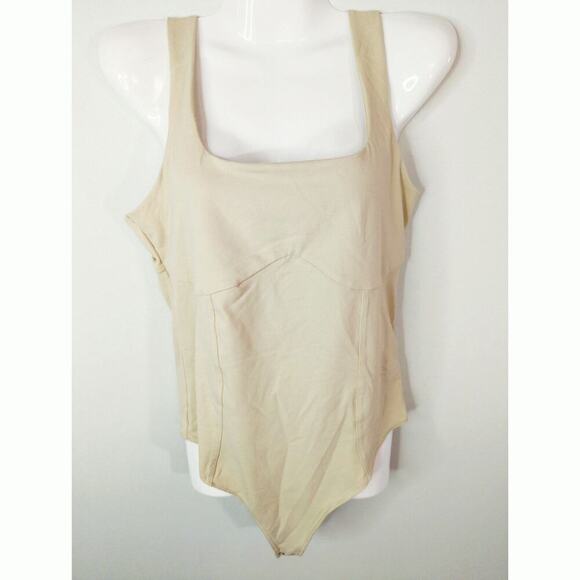 Abercrombie & Fitch Double-Layered Seamless Fabric Corset Bodysuit Beige LARGE - Picture 3 of 9